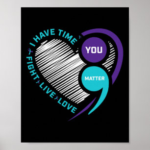 Lila Aquamarines Selbstmordbewusstsein Semi Colon Poster