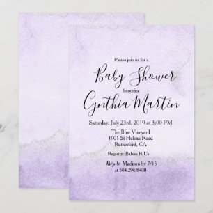 Lila-Aquarell-Baby-Shower-Einladung Einladung