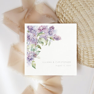 Lila-Aquarell-Blumen-Botanische-Hochzeitspapier Serviette