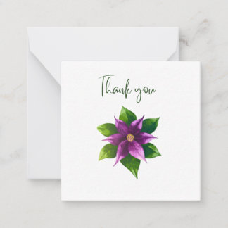 Lila-Aquarell-Blumen-Dankeschön-Flachkarte Mitteilungskarte