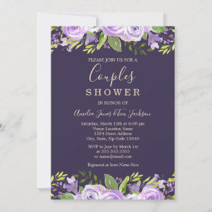 Lila Aquarell Blumen Hochzeit Paare Dusche Einladung