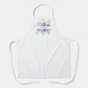 Lila Aquarell-Blumen personalisiert  Schürze