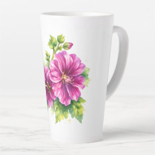 Lila Aquarell-Blumenillustration Milchtasse