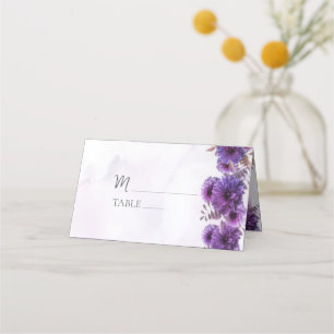 Lila Aquarell-Chrysantheme Hochzeitsplatzkarte Platzkarte
