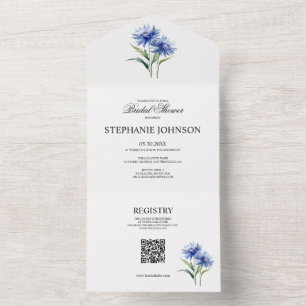 Lila Aquarell Cornflower Wildblume Bridal All In One Einladung