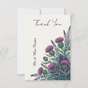 Lila-Aquarell-Distel-Hochzeit-Dankeskarten Dankeskarte