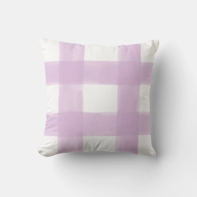 Lila Aquarell-Gingham Kissen (Vorderseite)