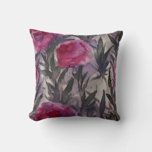Lila Aquarell-Gotisches Floraldesign Kissen