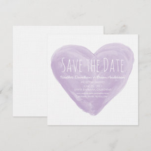 Lila Aquarell-Herz Save-the-Date-Einladung Einladung
