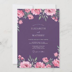 Lila Aquarell Hochzeit Einladung
