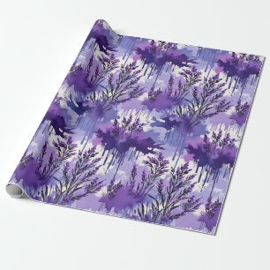 Lila Aquarell mit Blumen Geschenkpapier