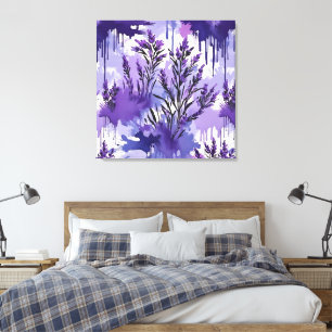 Lila Aquarell mit Blumen Leinwanddruck