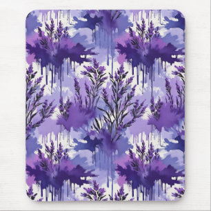 Lila Aquarell mit Blumen Mousepad