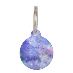 Lila Aquarell-Sternenhimmel-Weltraumliebhaber-Gala Haustiermarke