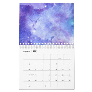 Lila Aquarell-Sternenhimmel-Weltraumliebhaber-Gala Kalender