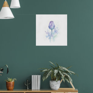 Lila Aquarell-Tulpen-Kunstprint Botanische Blüte Poster