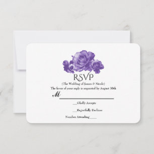 Lila-Aquarell-Vintage-Rose Elegante Floral-RSVP RSVP Karte
