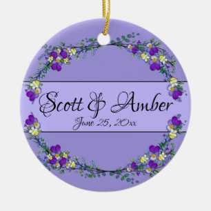 Lila Aquarell Violett Lavendel Eukalyptus Keramik Ornament