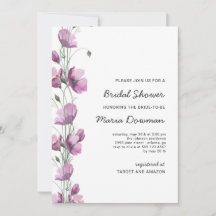 Lila Aquarell-Wildblumen Brautparty Invi