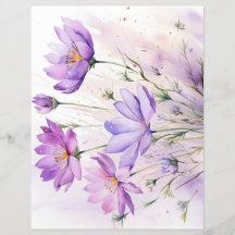 Lila Aquarell-Wildblumen-Scrapbook-Papiere