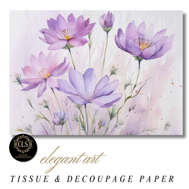 Lila Aquarell-Wildblumen Seidenpapier (Tissue Paper - Watercolor Wildflower Purple Hues)