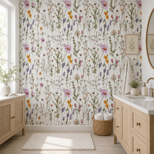 Lila Aquarell-Wildblumen-Tapete Tapete