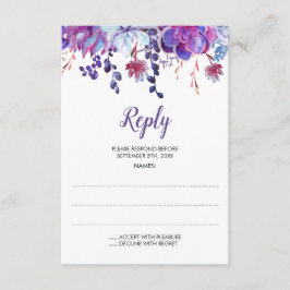 Lila Aquarellbilder für Hochzeiten RSVP Karte