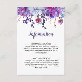 Lila Aquarellbilder Hochzeitsinformationen Begleitkarte
