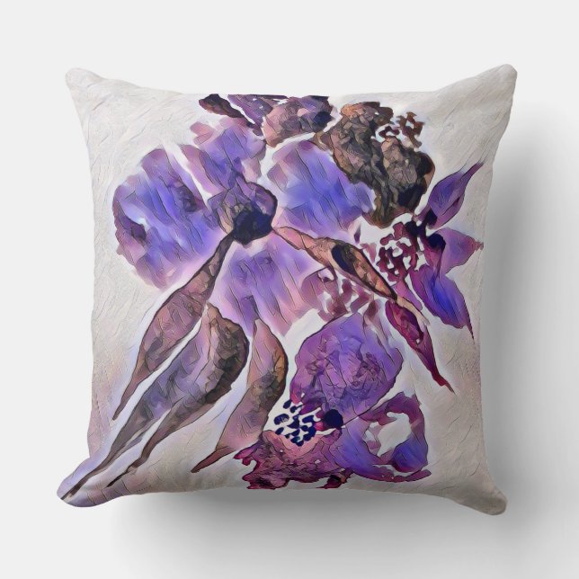 Lila Aquarellbilder und violette Blumenbemalung Kissen (Vorderseite)