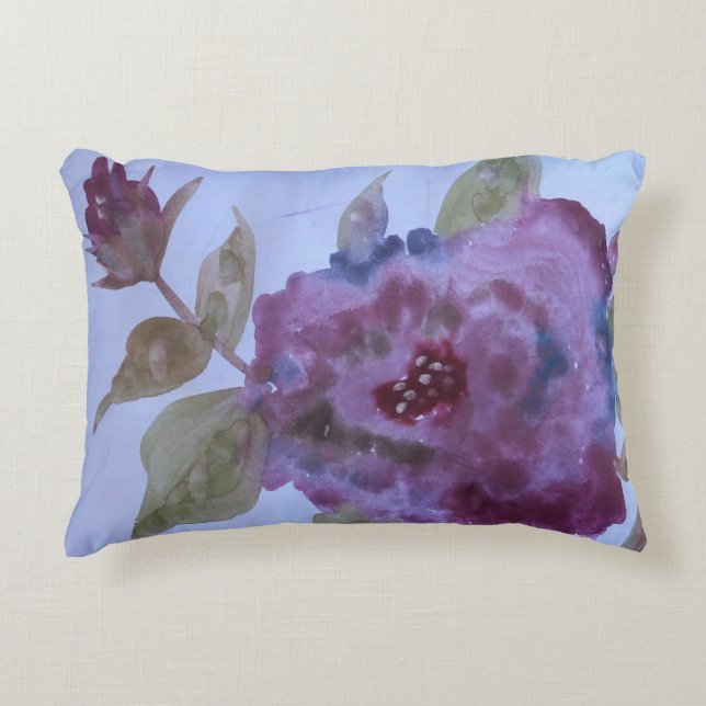 Lila Aquarellblume Dekokissen (Vorderseite)