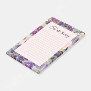 Lila Aquarellblume in Rosa zur Liste Post-it Klebezettel