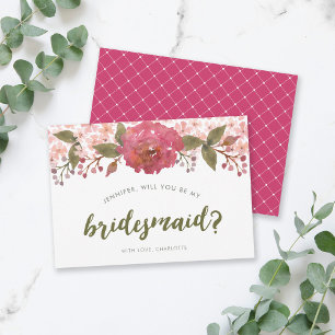 Lila Aquarellblume wird meine Brautjungfrau sein Einladung