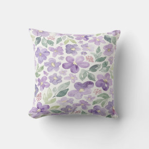 Lila Aquarellblumen Kissen
