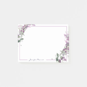 Lila Aquarellblumen personalisiert Post-it Klebezettel
