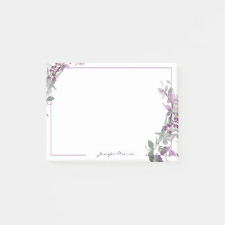 Lila Aquarellblumen personalisiert Post-it Klebezettel