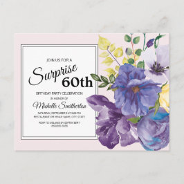 Lila Aquarellblüte am 60. Geburtstag in Rosa Postkarte