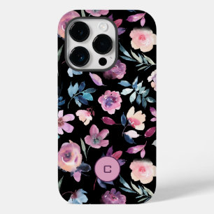 Lila Aquarellblüte mit Monogramm Case-Mate iPhone 14 Pro Hülle