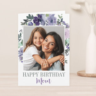 Lila Aquarellblütenfröhlichkeit Geburtstag Mama Fo Karte