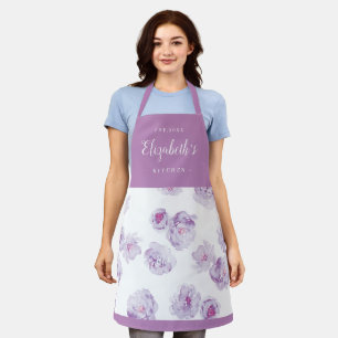 Lila Aquarellblütenkost personalisiert Schürze