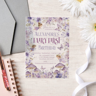 Lila Aquarellblütenmärsche Erster Geburtstag