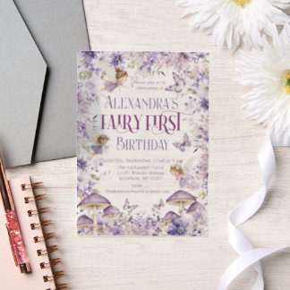 Lila Aquarellblütenmärsche Erster Geburtstag