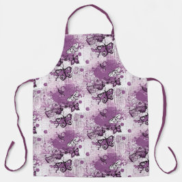 Lila Aquarellbutterfliegen Muster Girly Niedlich Schürze
