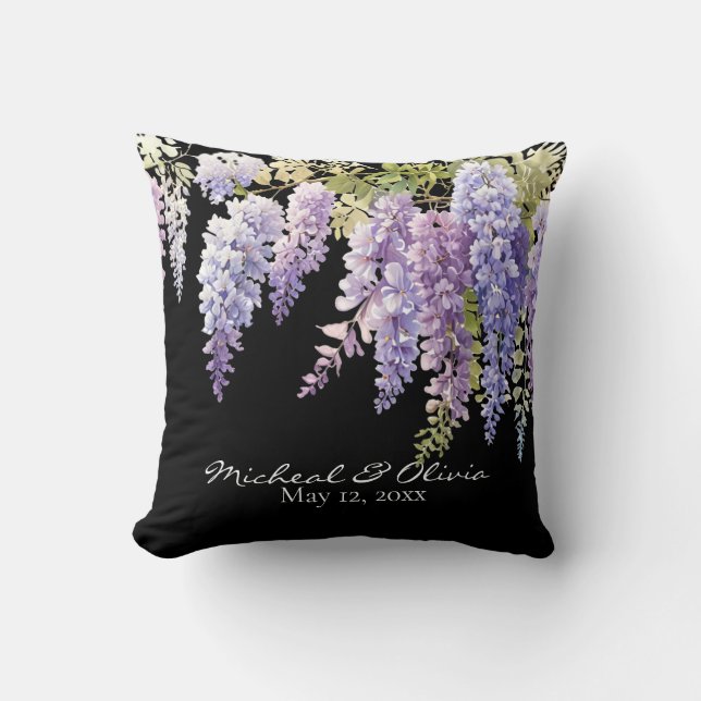 Lila Aquarelleria floral Kissen (Vorderseite)