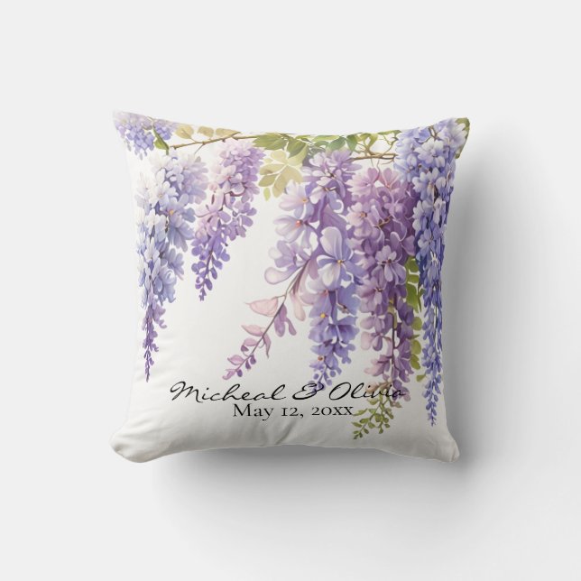 Lila Aquarelleria floral Kissen (Vorderseite)