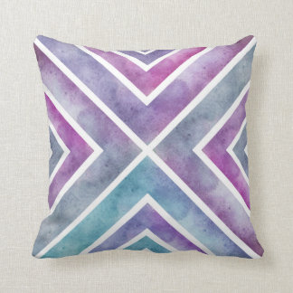 Lila Aquarellfarbe, Geometrische Zickzack Druckfar Kissen