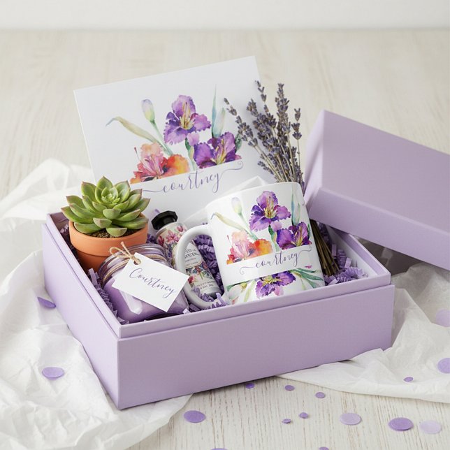 Lila Aquarellfarbe Iris personalisiert Kaffeetasse (Von Creator hochgeladen)