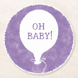 Lila Aquarellfarbe Kinderdusche Oh Baby Runder Pappuntersetzer