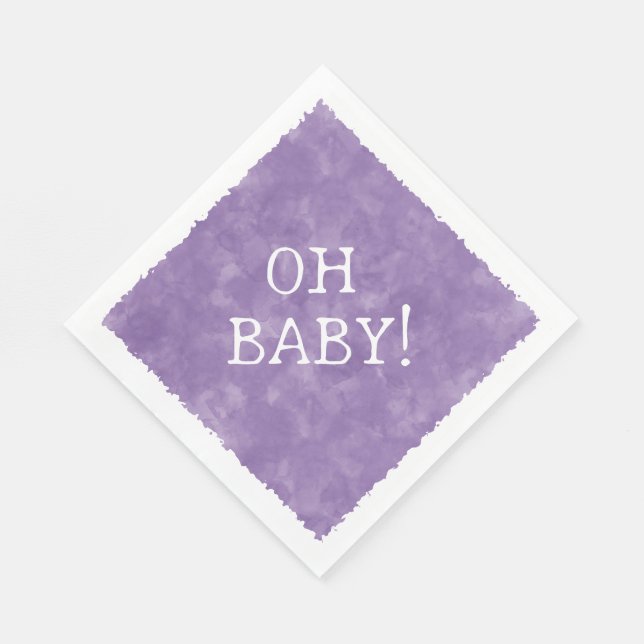 Lila Aquarellfarbe Kinderdusche Oh Baby Serviette (Ecke)