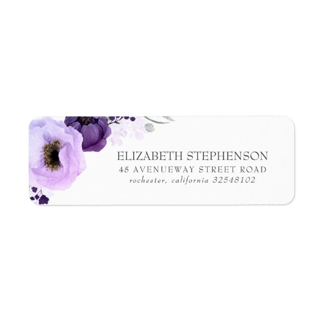 Lila Aquarellfarben-Blume Elegante Hochzeit (Vorne)