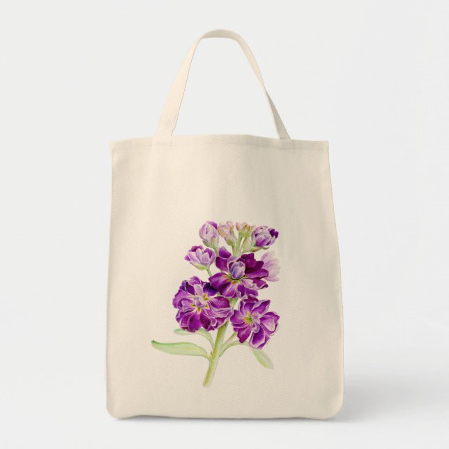 Lila Aquarellfarben-Blume Tragetasche (Vorne)